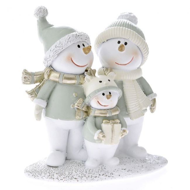  Χριστουγεννιάτικη διακοσμητική οικογένεια χιονανθρωπων  polyresin βεραμάν 10Χ11εκ από την εταιρία Epilegin. 