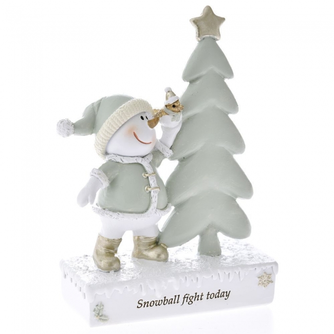  Χριστουγεννιατικός διακοσμητικός polyresin χιονάνθρωπος με δέντρο βεραμάν 11Χ15εκ από την εταιρία Epilegin. 