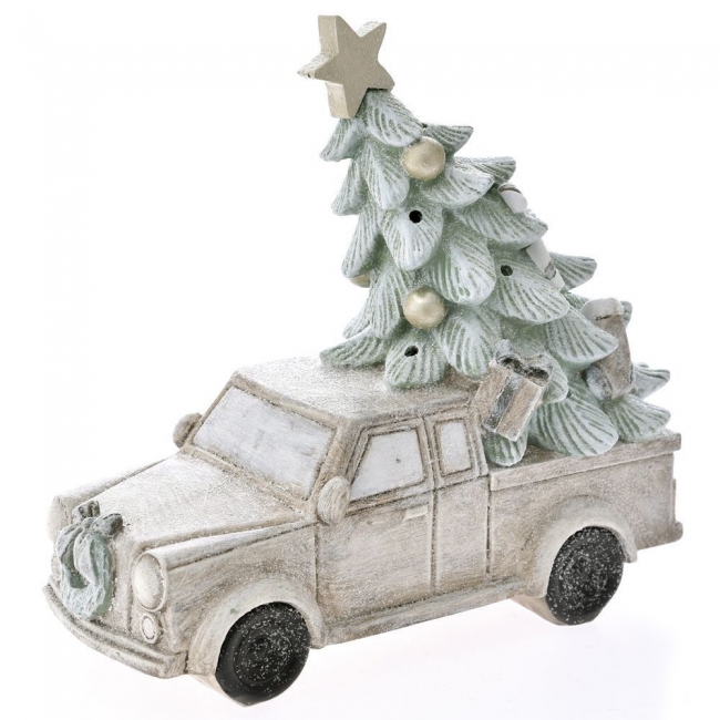  Χριστουγεννιατικο διακοσμητικό φορτηγό με δέντρο polyresin γκρι 29Χ25εκ από την εταιρία Epilegin. 