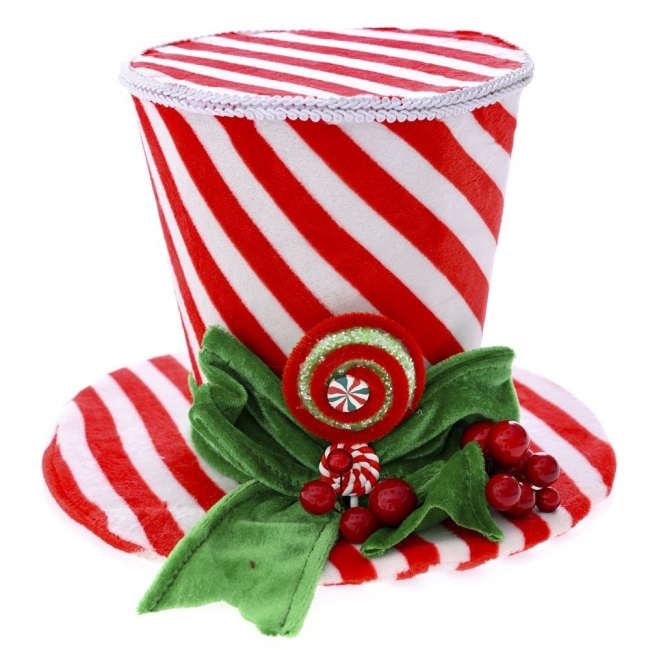  Χριστουγεννιάτικο καπέλο κόκκινο με λευκές ρίγες και πράσινο φιόγκο 23Χ18εκ από την εταιρία Epilegin. 