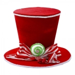  Χριστουγεννιάτικο διακοσμητικό καπέλο κόκκινο με ριγέ φιόγκο 35Χ24εκ 