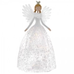  Χριστουγεννιάτικος υφασμάτινος φωτιζόμενος άγγελος με φτερά λευκός 23Χ17Χ51εκ 