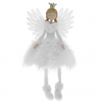  Χριστουγεννιάτικος υφασμάτινος φωτιζόμενος άγγελος με φτερά λευκός 23Χ16Χ54εκ 