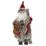  Χριστουγεννιάτικος διακοσμητικός Άγιος Βασίλης μπορντώ-γκρι 30εκ 