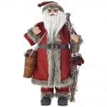  Χριστουγεννιάτικος διακοσμητικός Άγιος Βασίλης μπορντώ-γκρι 60εκ 