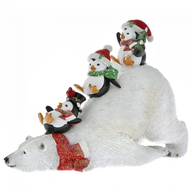  Χριστουγεννιάτικος polyresin αρκούδος με πιγκουίνους 41Χ20Χ29εκ από την εταιρία Epilegin. 