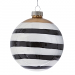  Χρισστουγεννιάτικη γυάλινη μπάλα με ρίγες μαύρο-ασπρο 8εκ 