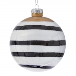  Χριστουγεννιάτικη γυάλινη μπάλα με ρίγες μαύρο-άσπρο 10εκ 