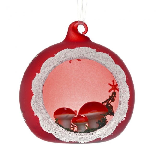  Χριστουγεννιάτικη γυάλινη μπάλα με μανιτάρια κόκκινο άσπρο 8εκ από την εταιρία Epilegin. 