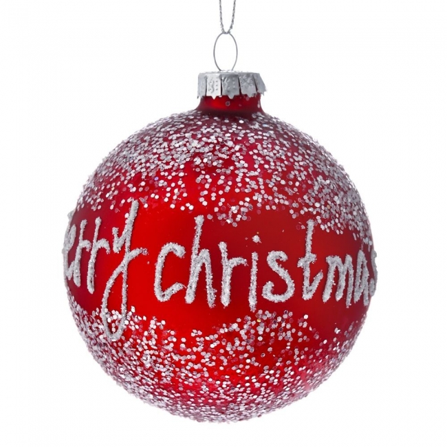  Χριστουγεννιάτικη γυάλινη μπάλα merry christmas κόκκινο άσπρο 8εκ από την εταιρία Epilegin. 