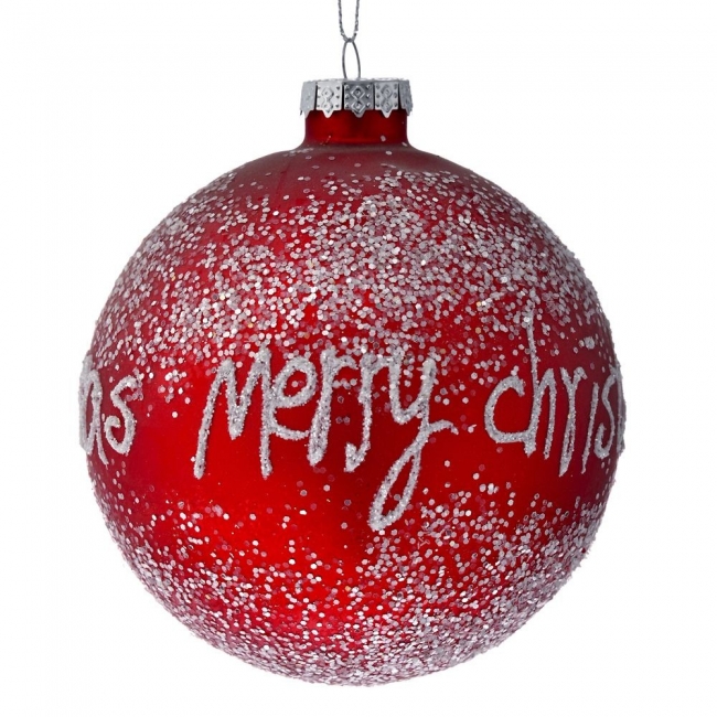  Χριστουγεννιάτικη γυάλινη μπάλα merry christmas κόκκινο άσπρο 10εκ από την εταιρία Epilegin. 