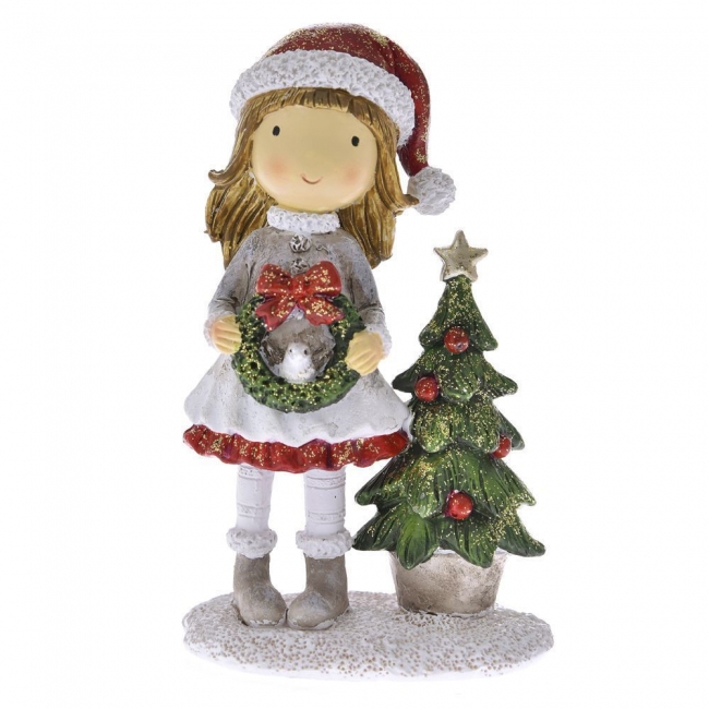  Χριστουγεννιάτικο διακοσμητικό polyresin κορίτσι με στεφάνι 7Χ5Χ12εκ από την εταιρία Epilegin. 