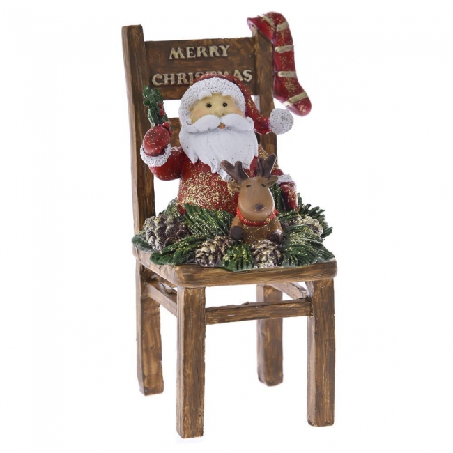  Χριστουγεννιάτικος διακοσμητικός άγιος Βασίλης σε καρέκλα 9Χ8Χ15εκ από την εταιρία Epilegin. 