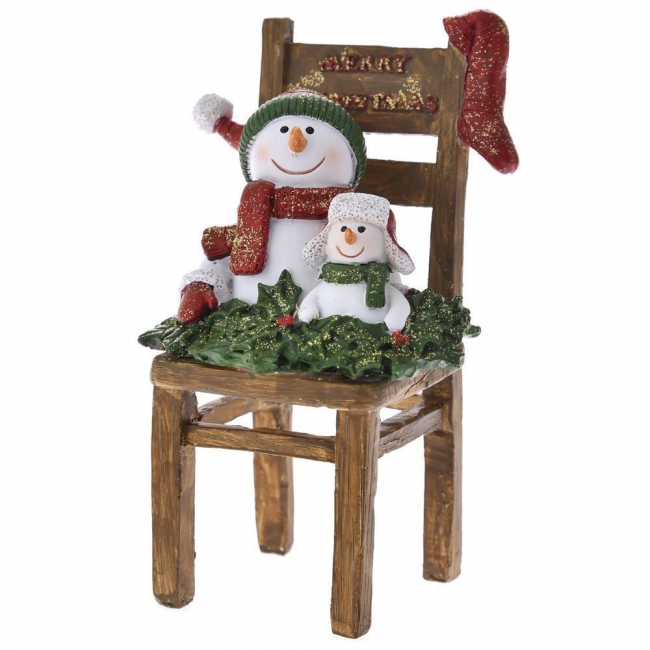  Χριστουγεννιάτικος διακοσμητικός polyresin χιονάνθρωπος σε καρέκλα 9Χ8Χ15εκ από την εταιρία Epilegin. 