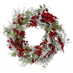  Χριστουγεννιάτικο χιονισμένο στεφάνι με κόκκινα berries 50εκ 