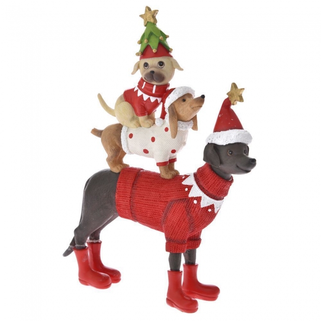  Χριστουγεννιάτικο διακοσμητικό polyresin σκυλάκι με άλλα στην πλάτη 23X6X29εκ από την εταιρία Epilegin. 