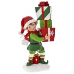  Χριστουγεννιάτικο polyresin διακοσμητικό ξωτικό με δώρα κόκκινο πράσινο 25εκ 