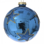  Χριστουγεννιάτικη γυάλινη μπάλα μπλε με αστέρια 8εκ 