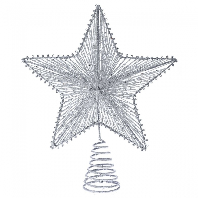 Χριστουγεννιάτικο μεταλλικό αστέρι κορυφή δέντρου ασημί 30Χ25εκ από την εταιρία Epilegin. 
