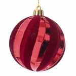  Χριστουγεννιάτικη πλαστική μπάλα "Βελούδο-glossy" κόκκινη 8εκ 