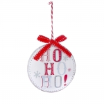  Χριστουγεννιάτικο μεταλλικό κρεμαστό στολίδι "HoHOHo" λευκό κόκκινο 10εκ 