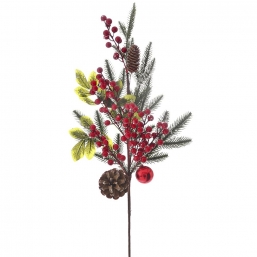 Χριστουγεννιάτικο πράσινο κλαδί με κόκκινα berries & κουκουνάρια 50cm από την εταιρία Epilegin. Χριστουγεννιάτικο πράσινο κλαδί με κόκκινα berries & κουκουνάρια 50cm από την εταιρία Epilegin.