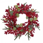  Χριστουγεννιάτικο διακοσμητικό στεφάνι με κόκκινα berries 56εκ 