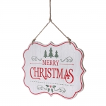  Χριστουγεννιάτικη ξύλινη κρεμαστή ταμπέλα "Merry Christmas" λευκή 22εκ 