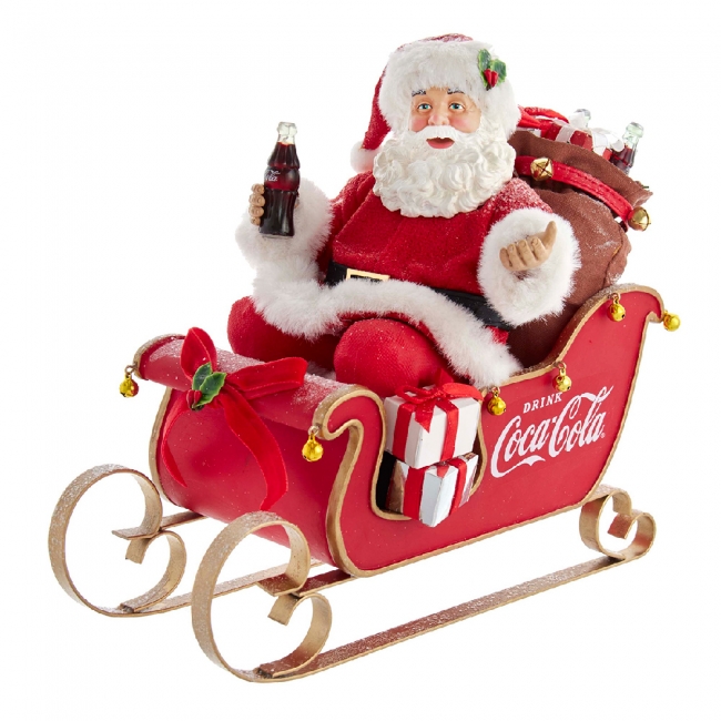 Χριστουγεννιάτικος διακοσμητικός Αγιος Βασίλης Coca Cola με έλκηθρο 25,4εκ από την εταιρία Epilegin. 