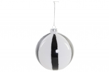  Χριστουγεννιάτικη γυάλινη μπάλα λευκή-μαύρη 10x10εκ 