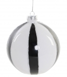  Χριστουγεννιάτικη γυάλινη μπάλα λευκή-μαύρη 10x10εκ 