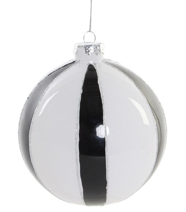  Χριστουγεννιάτικη γυάλινη μπάλα λευκή-μαύρη 10x10εκ από την εταιρία Epilegin. 