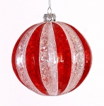  Χριστουγεννιάτικη γυάλινη μπάλα κόκκινη λευκή με πούλιες εσωτερικά 8εκ 