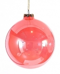  Χριστουγεννιάτικη γυάλινη μπάλα ροζ γυαλιστερή 8εκ 