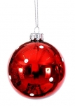  Χριστουγεννιάτικη γυάλινη μπάλα κόκκινη λευκό πουά 10εκ 