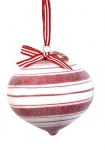  Χριστουγεννιάτικο γυάλινο διακοσμητικό βολβός κόκκινο λευκό 10εκ 