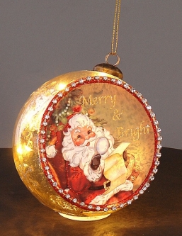 Χριστουγεννιάτικη γυάλινη μπάλα χρυσή με Άγιο Βασίλη Merry & Bright 14εκ από την εταιρία Epilegin. Χριστουγεννιάτικη γυάλινη μπάλα χρυσή με Άγιο Βασίλη Merry & Bright 14εκ από την εταιρία Epilegin.