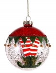  Χριστουγεννιάτικη γυάλινη μπάλα πολύχρωμη με πόδια ξωτικού 10εκ 