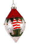  Χριστουγεννιάτικο γυάλινο διακοσμητικό δάκρυ πολύχρωμο με πόδια ξωτικού 10εκ 