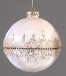  Χριστουγεννιάτικη γυάλινη μπάλα σαμπανί με σχέδιο χρυσό 10εκ 