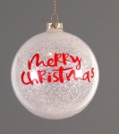  Χριστουγεννιάτικη γυάλινη μπάλα διάφανη κόκκινο "Merry Christmas" 8εκ 