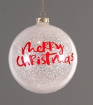 Χριστουγεννιάτικη γυάλινη μπάλα διάφανη κόκκινο "Merry Christmas" 10εκ 