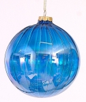  Χριστουγεννιάτικη γυάλινη μπάλα μπλε γυαλιστερή 10εκ 