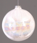  Χριστουγεννιάτικη γυάλινη μπάλα λευκή λευκή ιριδίζουσα 12εκ 
