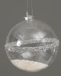  Χριστουγεννιάτικη διαφανής γυάλινη μπάλα με ενσωματωμένες χιονονιφάδες 10εκ. 