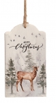  Χριστουγεννιάτικη ξύλινη κρεμαστή ταμπέλα με σχέδια λευκή 16 εκ 