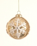  Χριστουγεννιάτικη γυάλινη μπάλα με χιονονιφάδες χρυσή 8εκ 