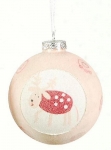  Γυάλινη χριστουγεννιάτικη μπάλα με σχέδιο ρόζ 8εκ 