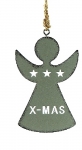  Χριστουγεννιάτικο μεταλλικό κρεμαστό 10εκ αγγελάκι / γκρί 