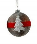  Γυάλινη χριστουγεννιάτικη μπάλα με δέντρο καφέ 8εκ 